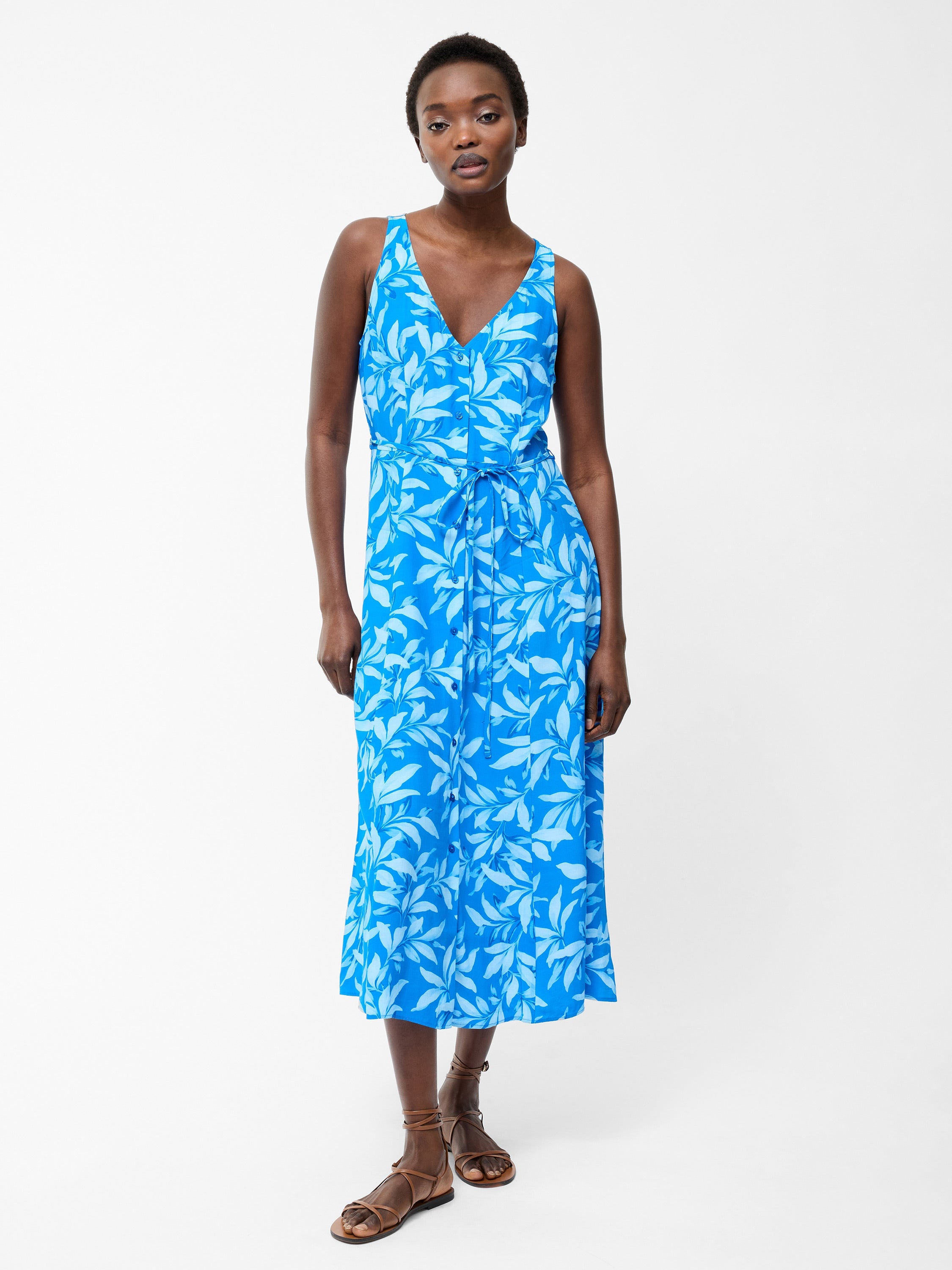 Avalina V Neck Sleeveless Midi Dress