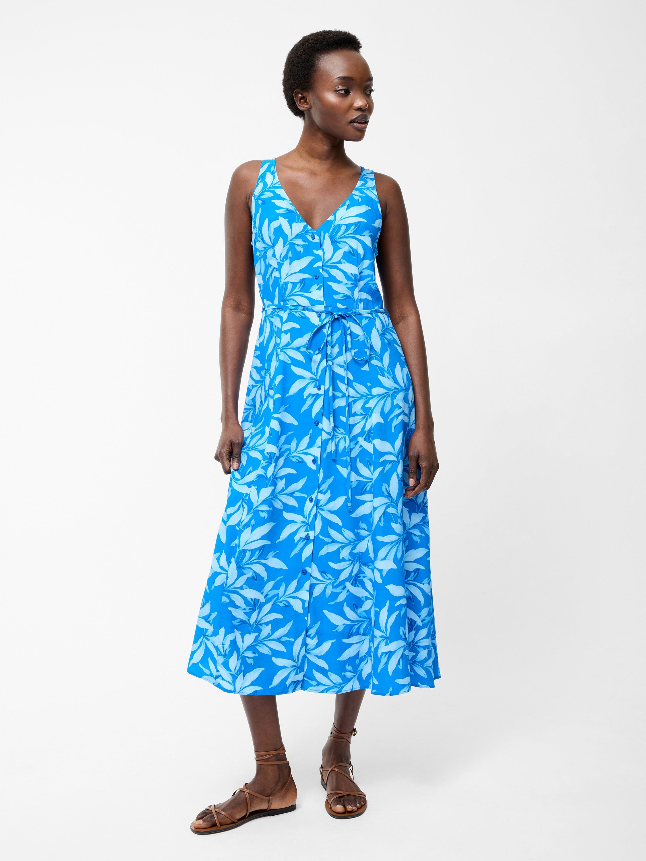 Avalina V Neck Sleeveless Midi Dress