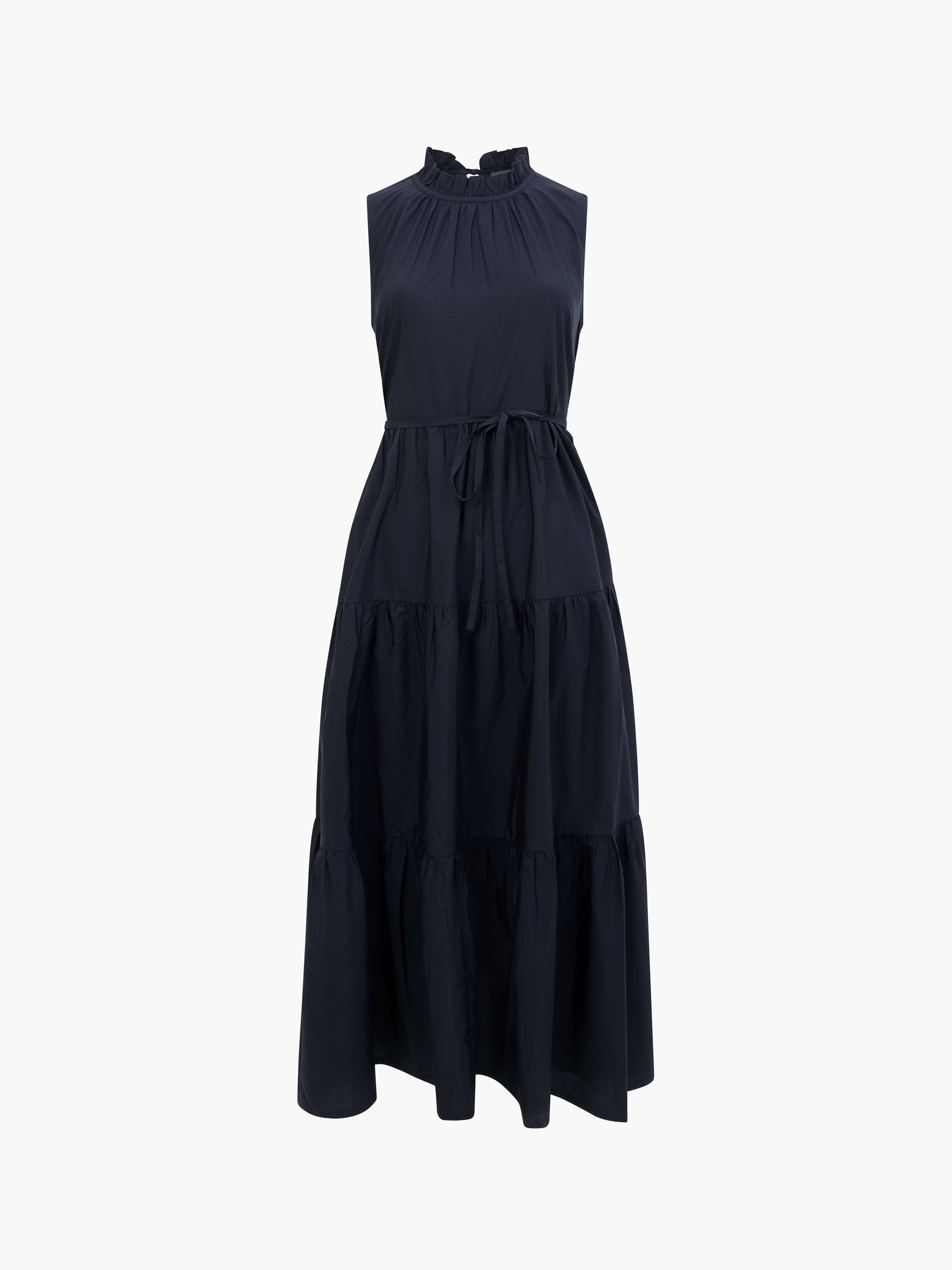 Tiered Poplin Midi Dress