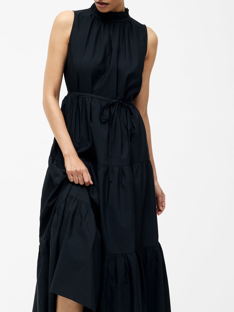 Tiered Poplin Midi Dress