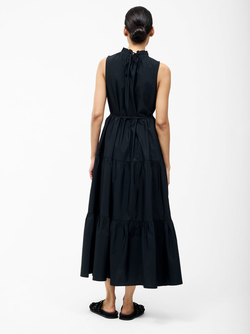 Tiered Poplin Midi Dress