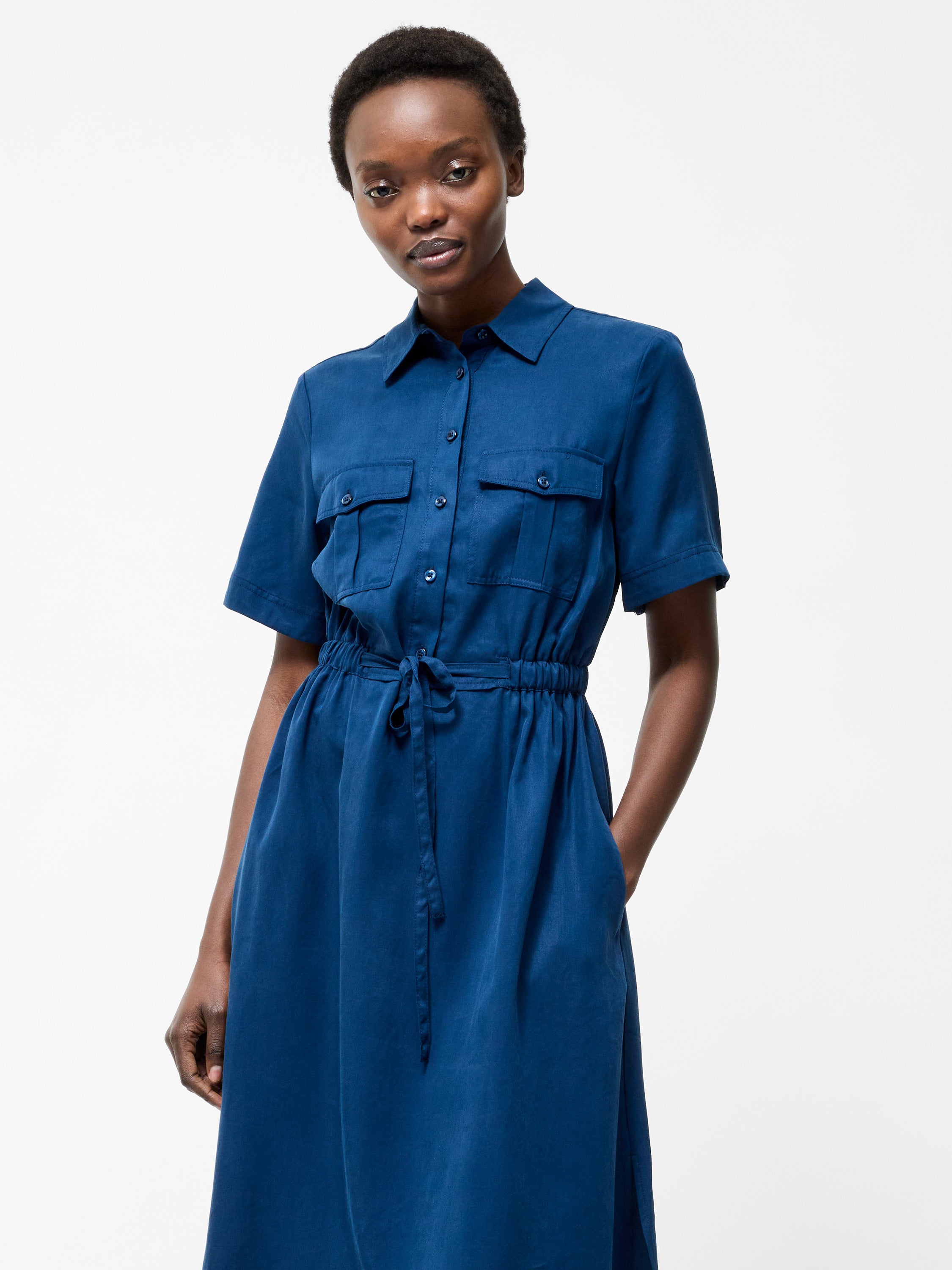 Pocket Shirt Dress Midnight Blue