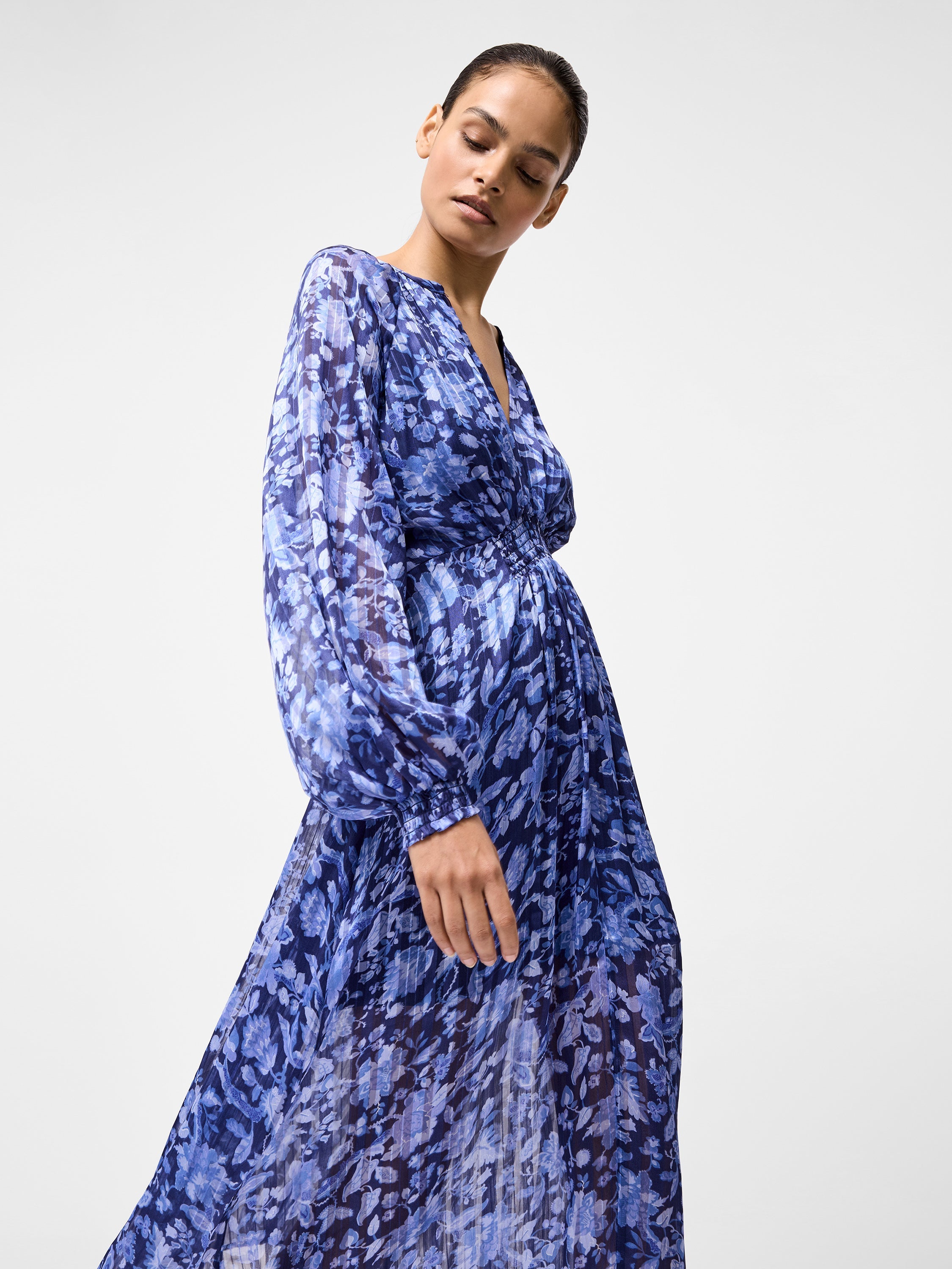 Cynthia Shirred Midi Dress