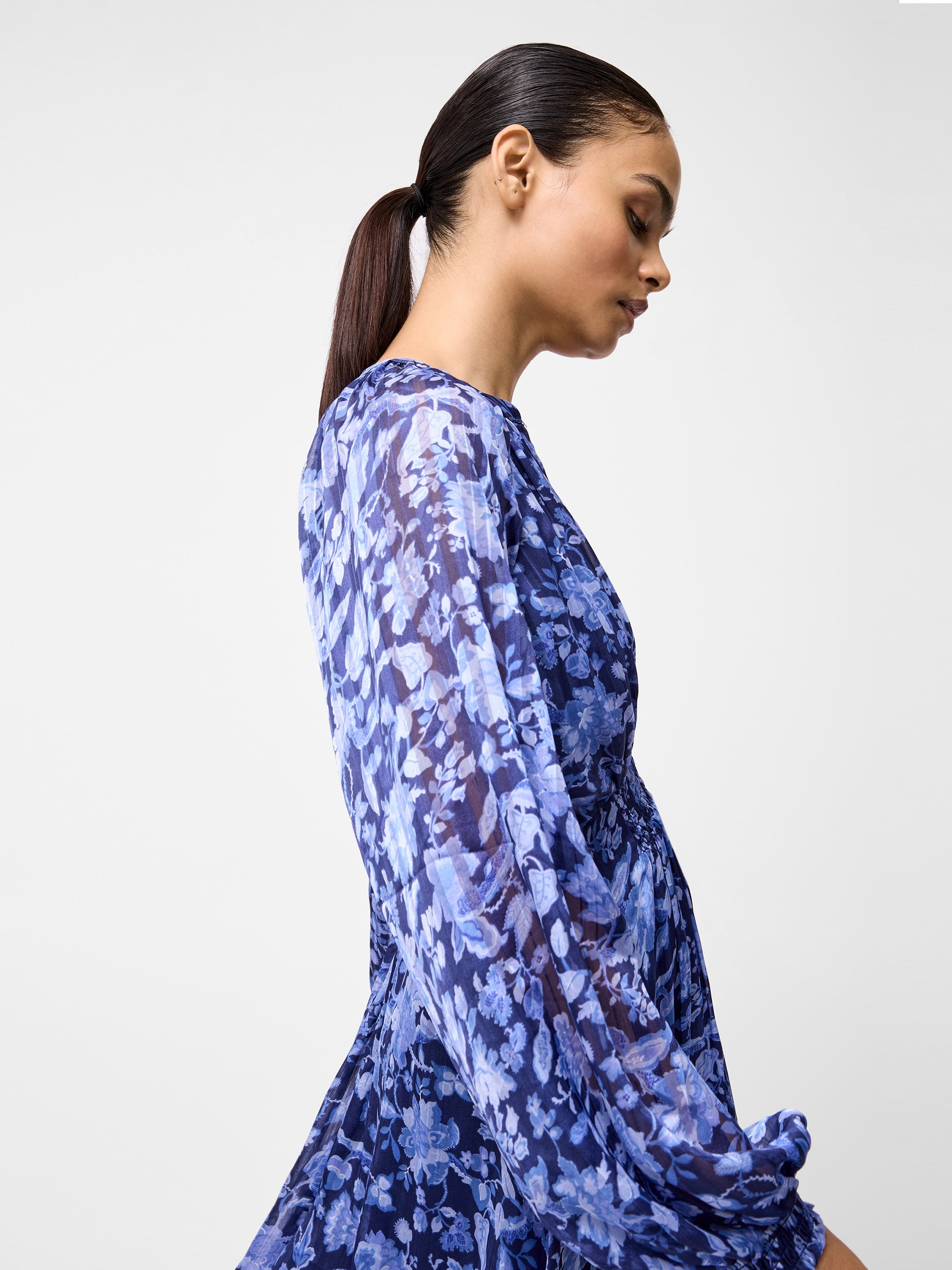 Cynthia Shirred Midi Dress