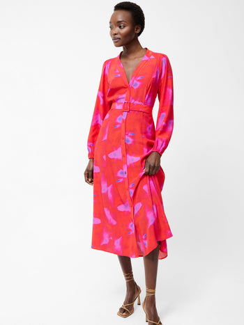 Christy Belted V Neck Midi Dress