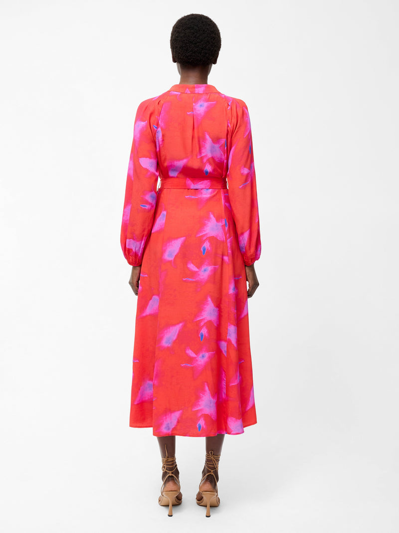 Christy Belted V Neck Midi Dress