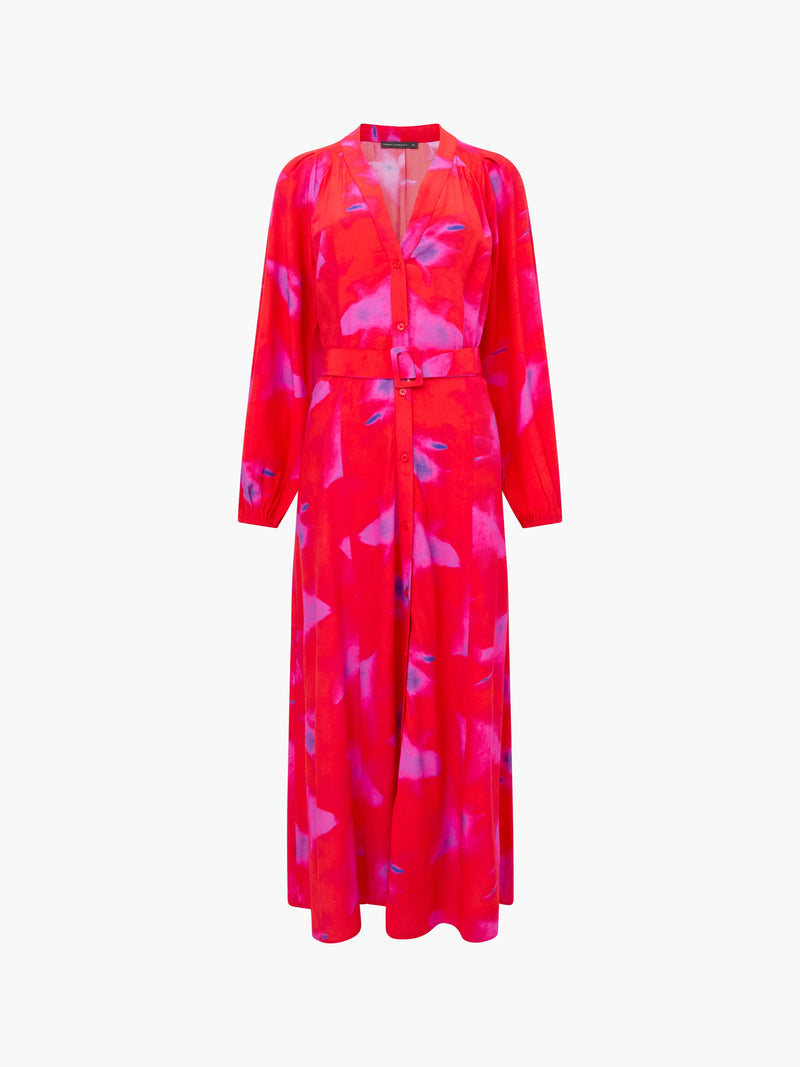 Christy Belted V Neck Midi Dress