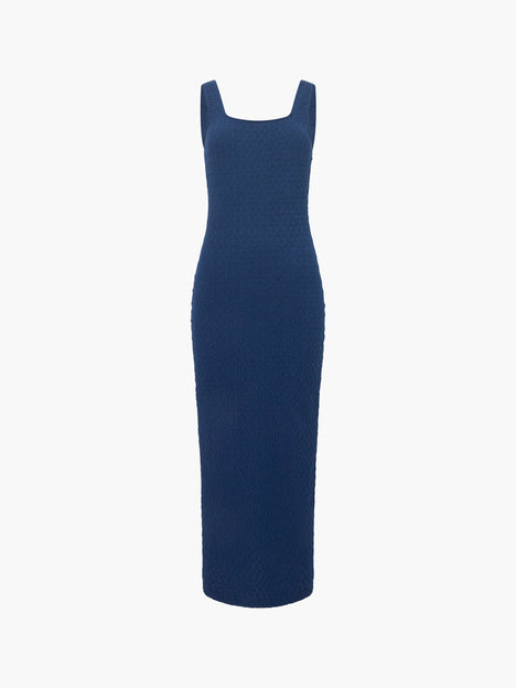Textured Square Neck Midi Dress