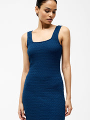 Textured Square Neck Midi Dress