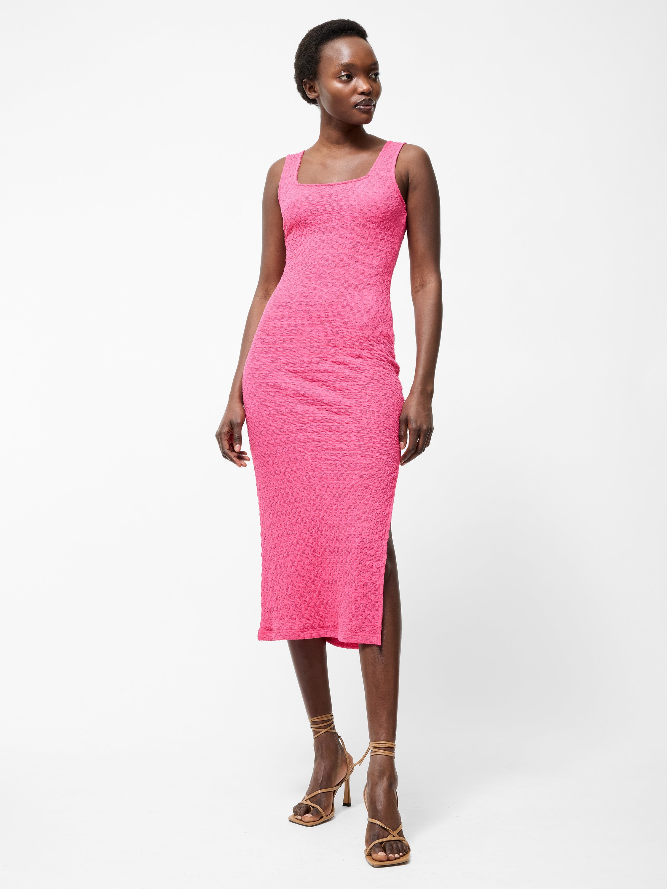 Textured Square Neck Maxi Dress