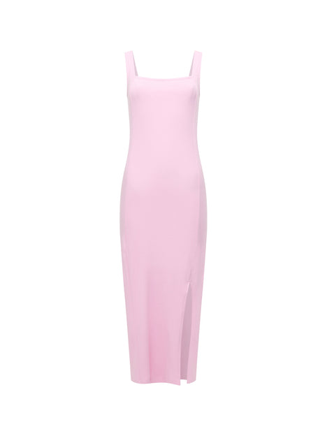 Square Neck Ribbed Bodycon Midi Dress