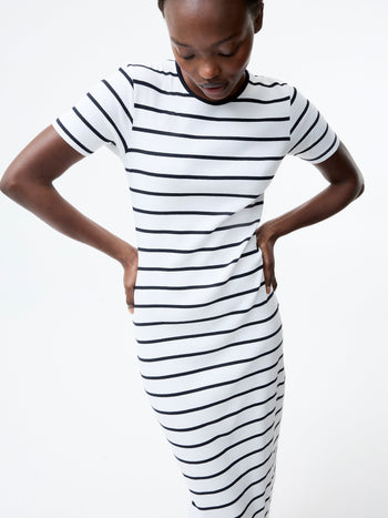 Ribbed Striped Midi Dress