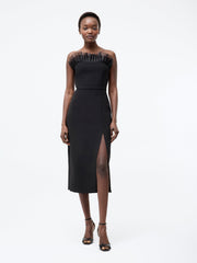 Bandeau Organza Mix Frill Midi Dress