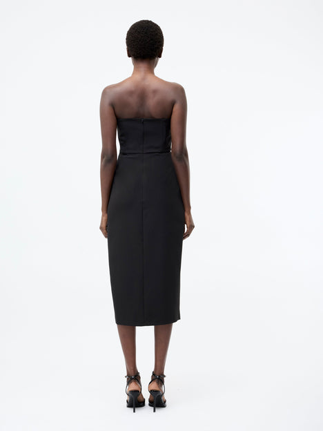 Bandeau Organza Mix Frill Midi Dress