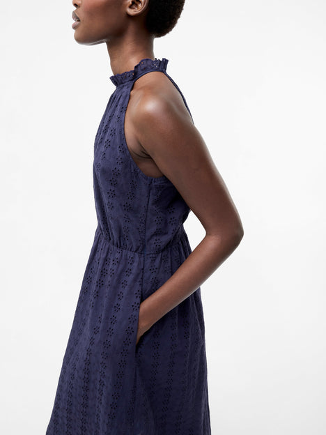 Broderie Halterneck Midi Dress