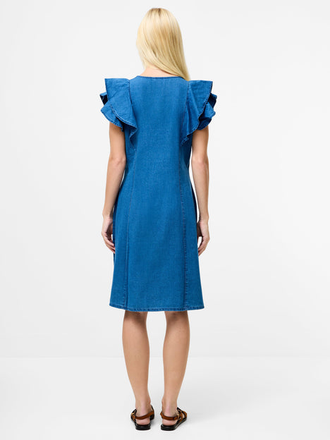 Ruffle Denim Chambray Dress