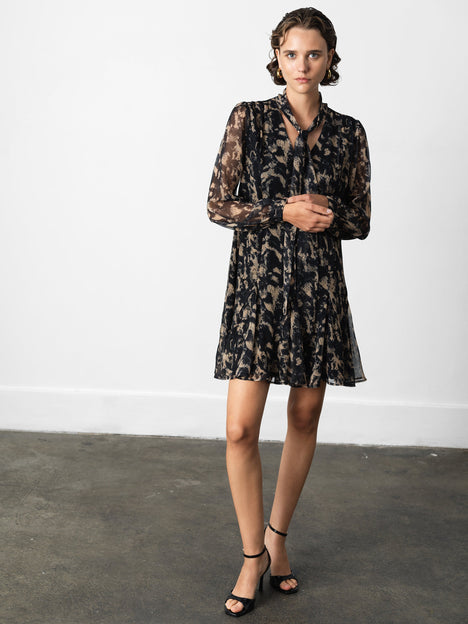 Hallie Snake Chiffon Mini Dress