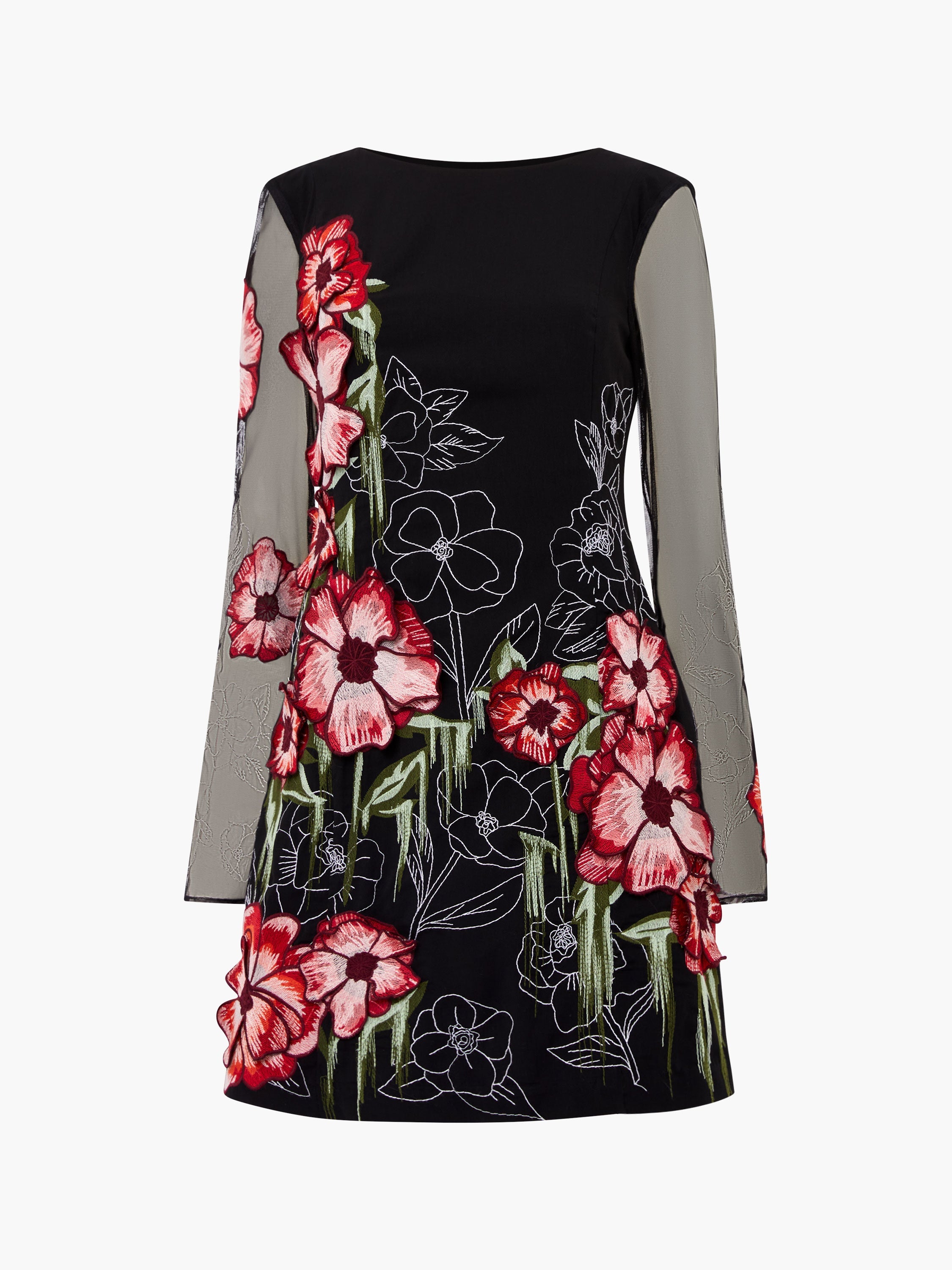 Astrida Darcy Crepe Embroidered Mini Dress