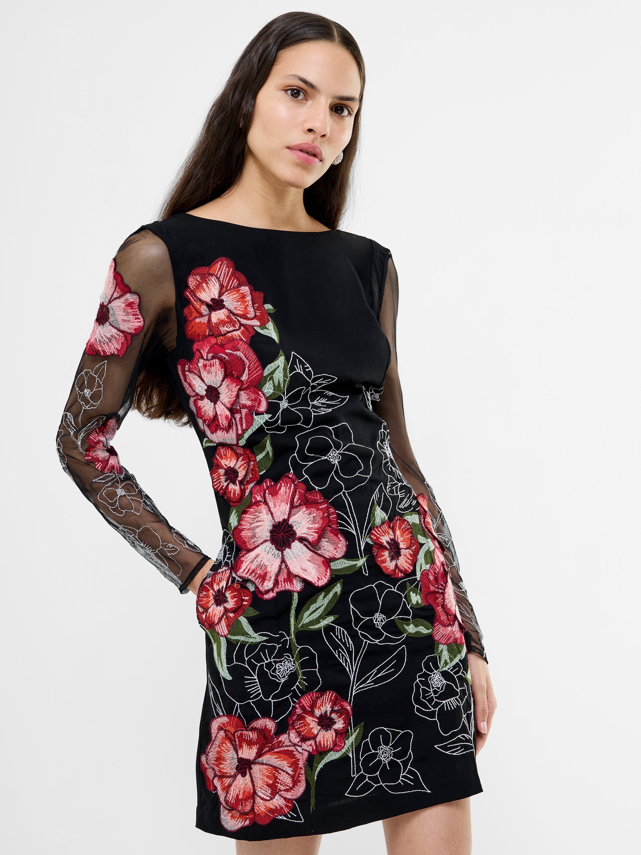 Astrida Darcy Crepe Embroidered Mini Dress | French