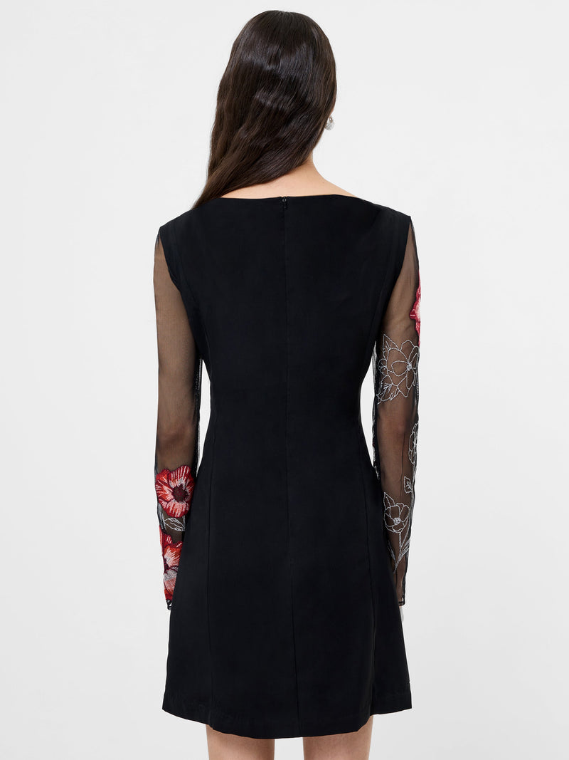 Astrida Darcy Crepe Embroidered Mini Dress