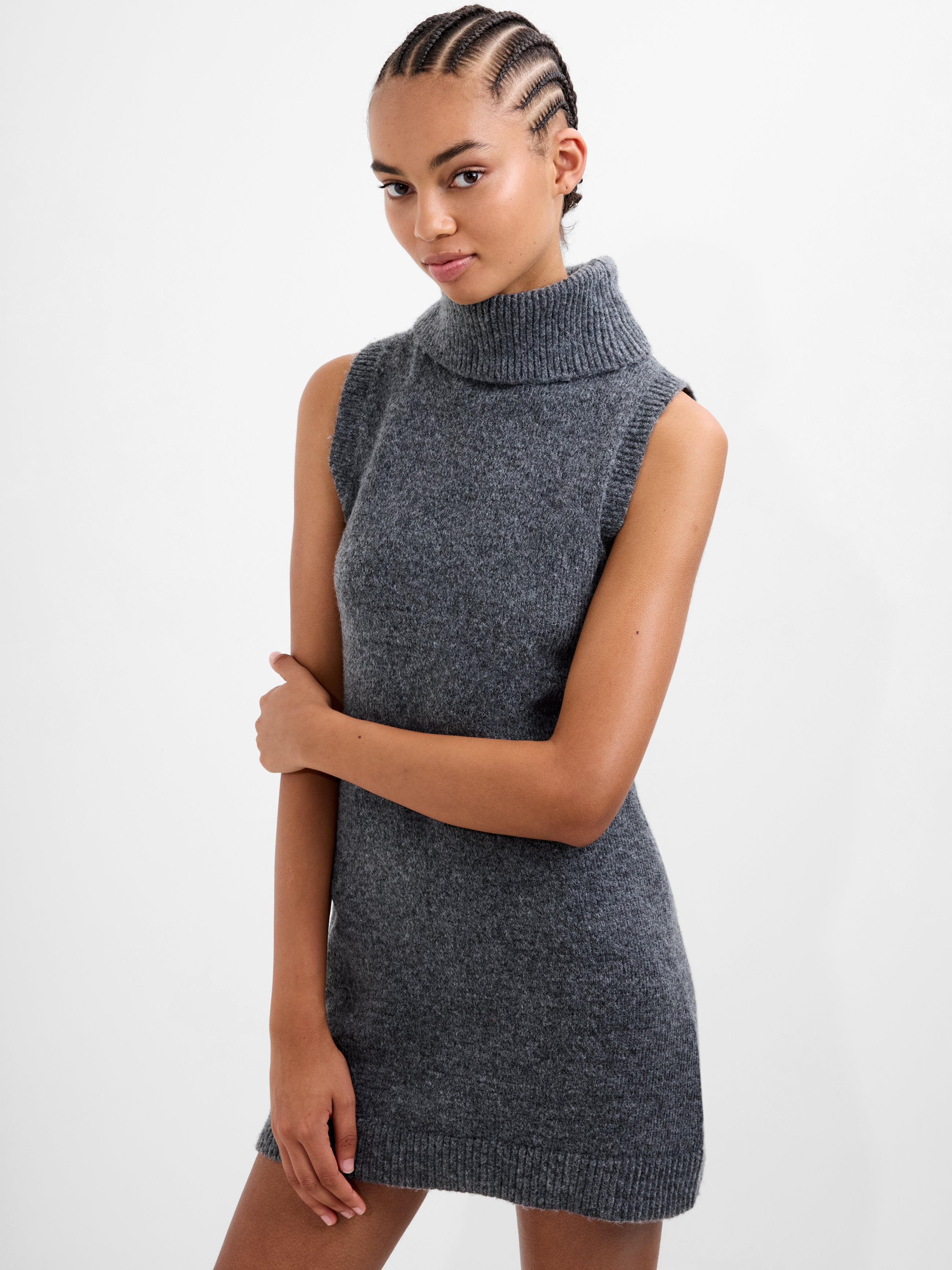 Vhari Recycled Knit Sleeveless Turtleneck Mini Dress | French