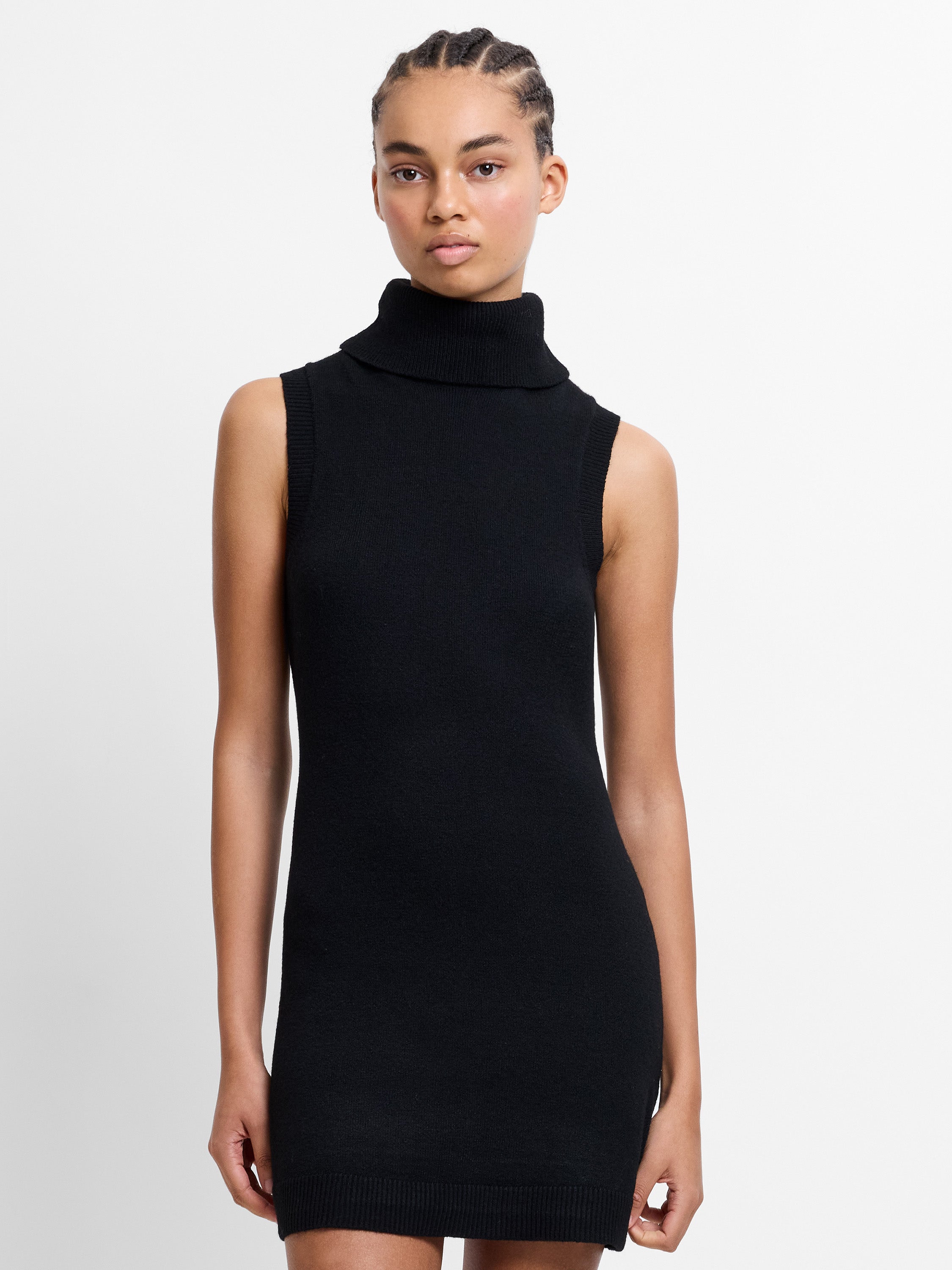Vhari Recycled Knit Sleeveless Turtleneck Mini Dress | French Connection EU Vhari Recycled Knit Sleeveless Turtleneck Mini Dress | French Connection EU