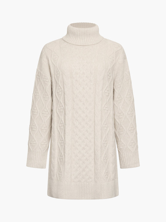 Makira Cable Knit Turtleneck Mini Dress