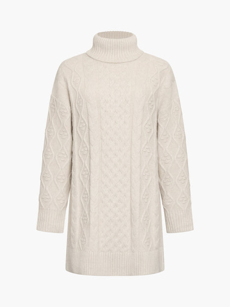 Makira Cable Knit Turtleneck Mini Dress