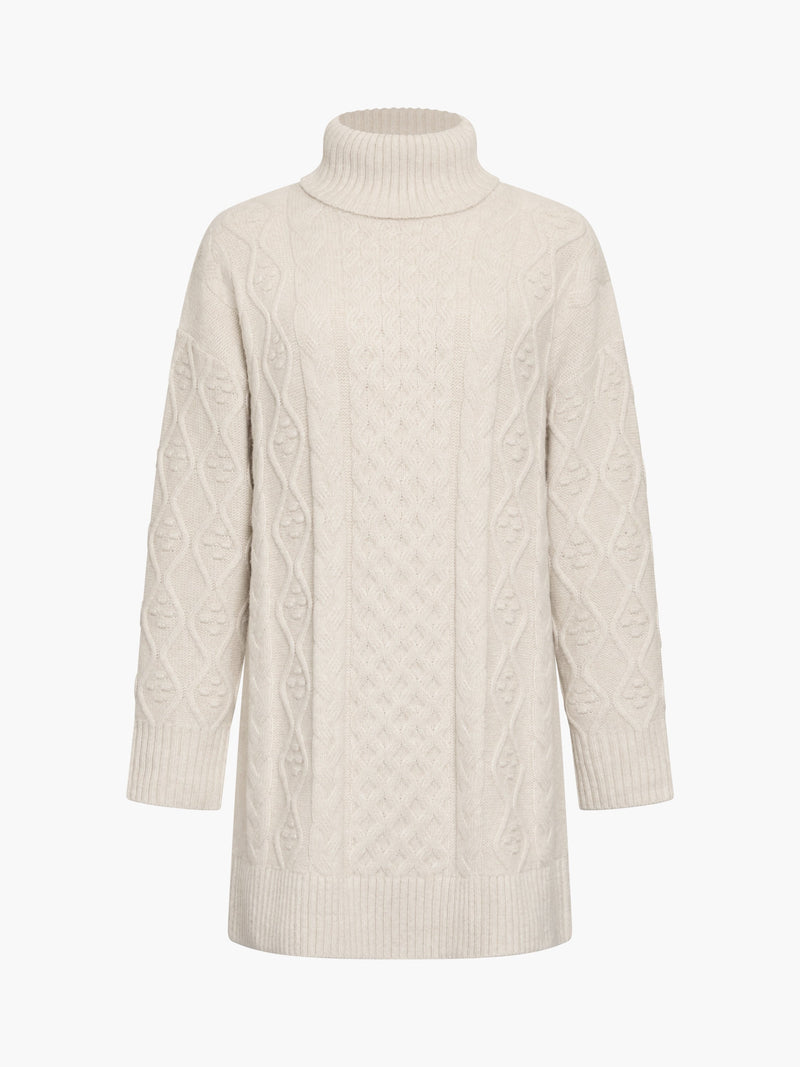Makira Cable Knit Turtleneck Mini Dress