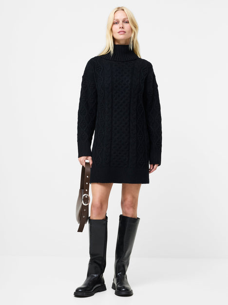 Makira Cable Knit Turtleneck Mini Dress