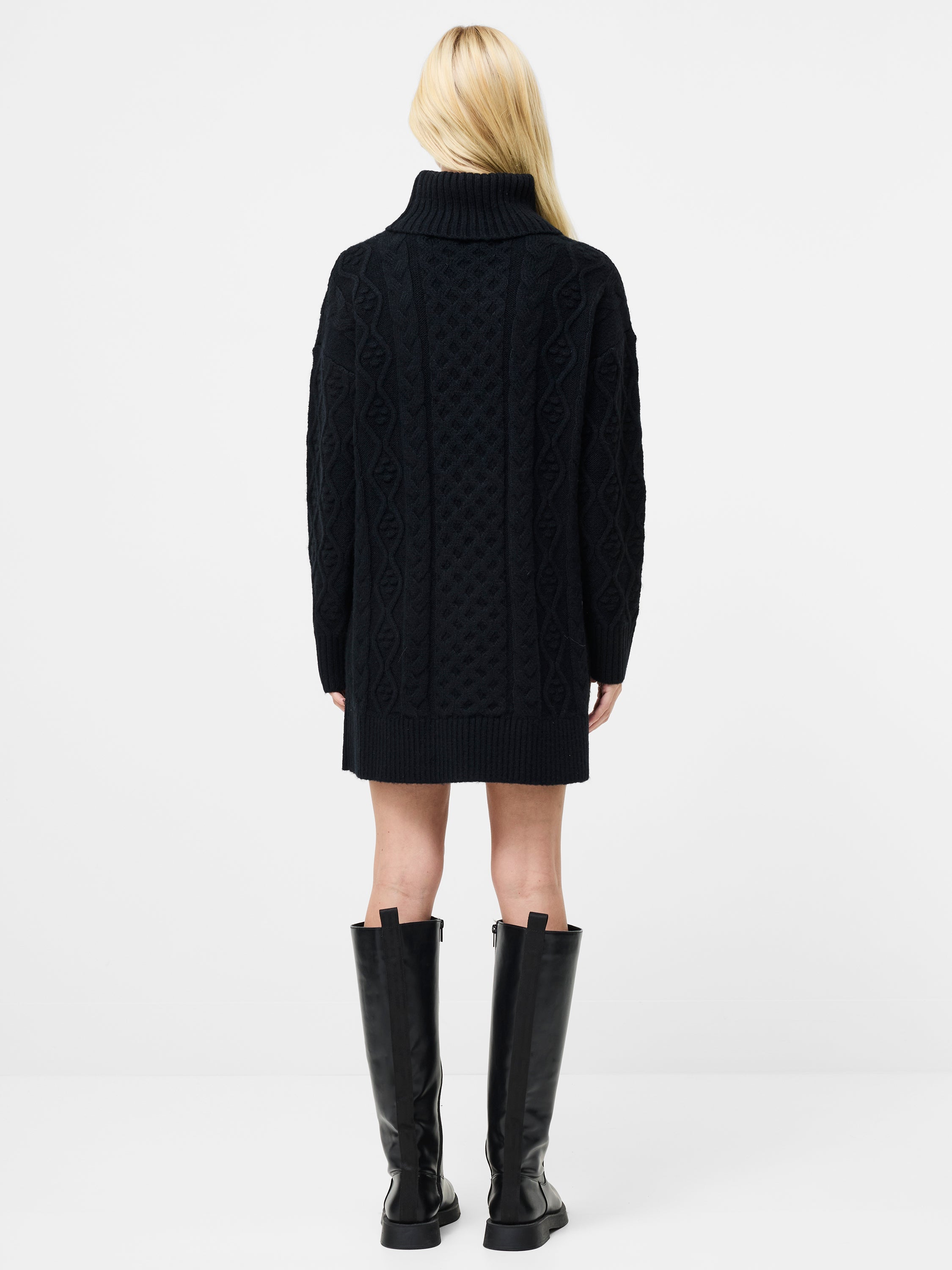 Makira Cable Knit Turtleneck Mini Dress