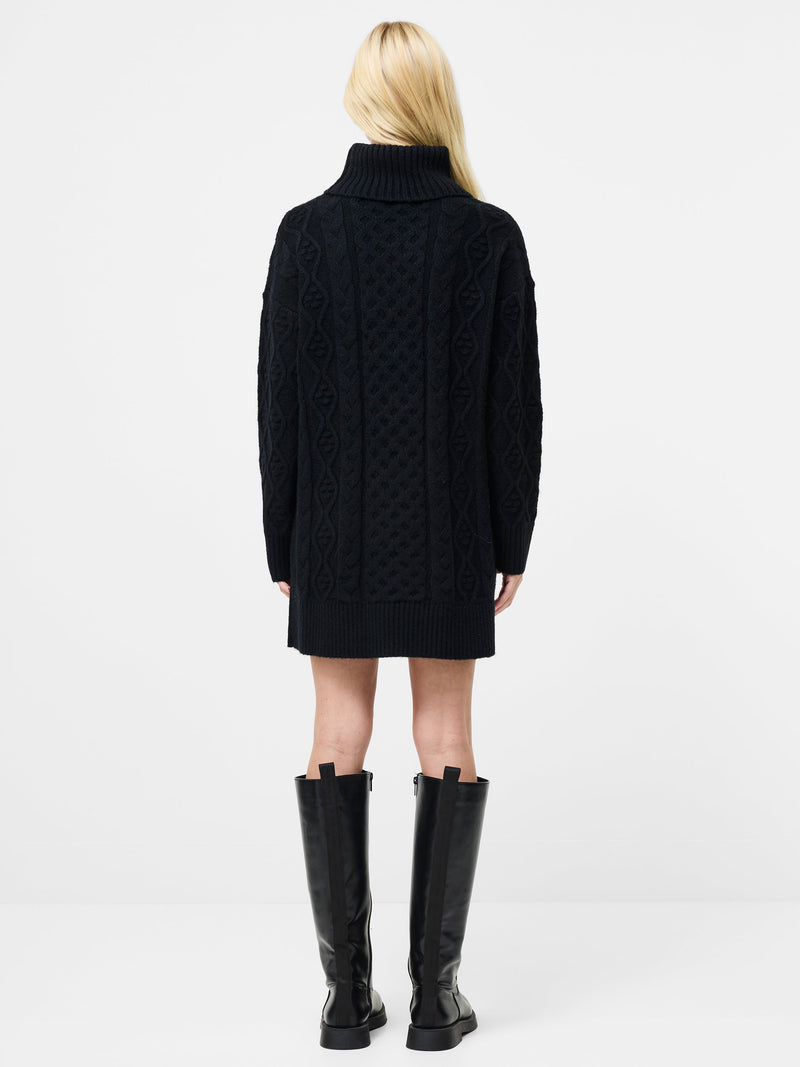 Makira Cable Knit Turtleneck Mini Dress