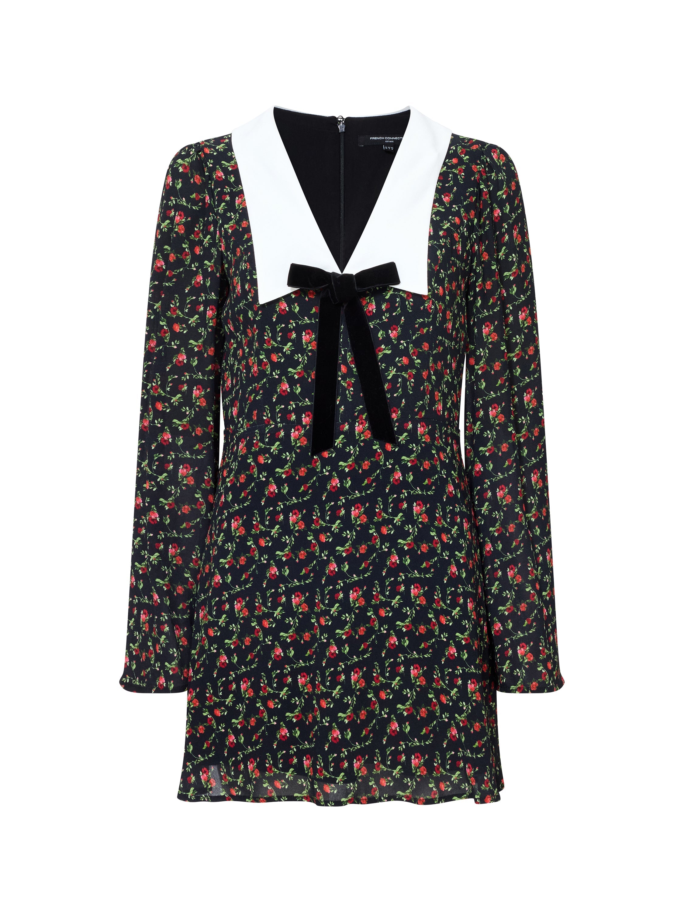 Yasmin Crepe Collar Long Sleeve Mini Dress