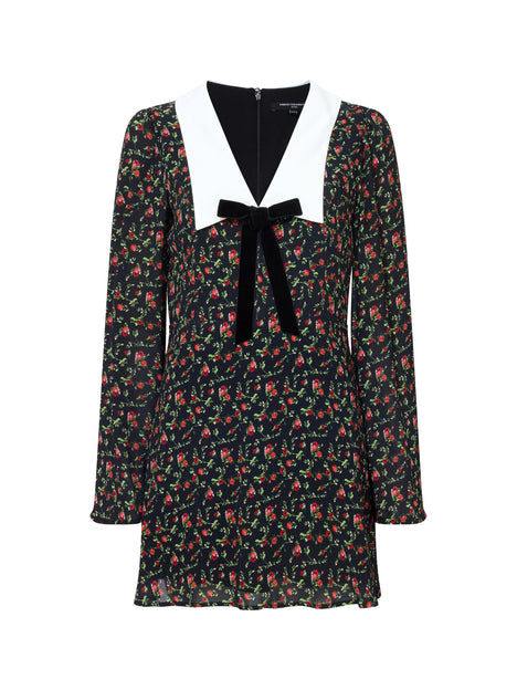 Yasmin Crepe Collar Long Sleeve Mini Dress