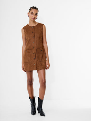 Laney Faux Suede Sleeveless Mini Dress