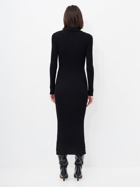 Mari Knit Long Sleeve Collared Midi Dress