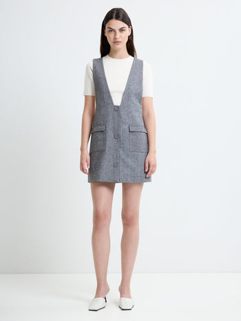 V Neck Pinafore Mini Dress