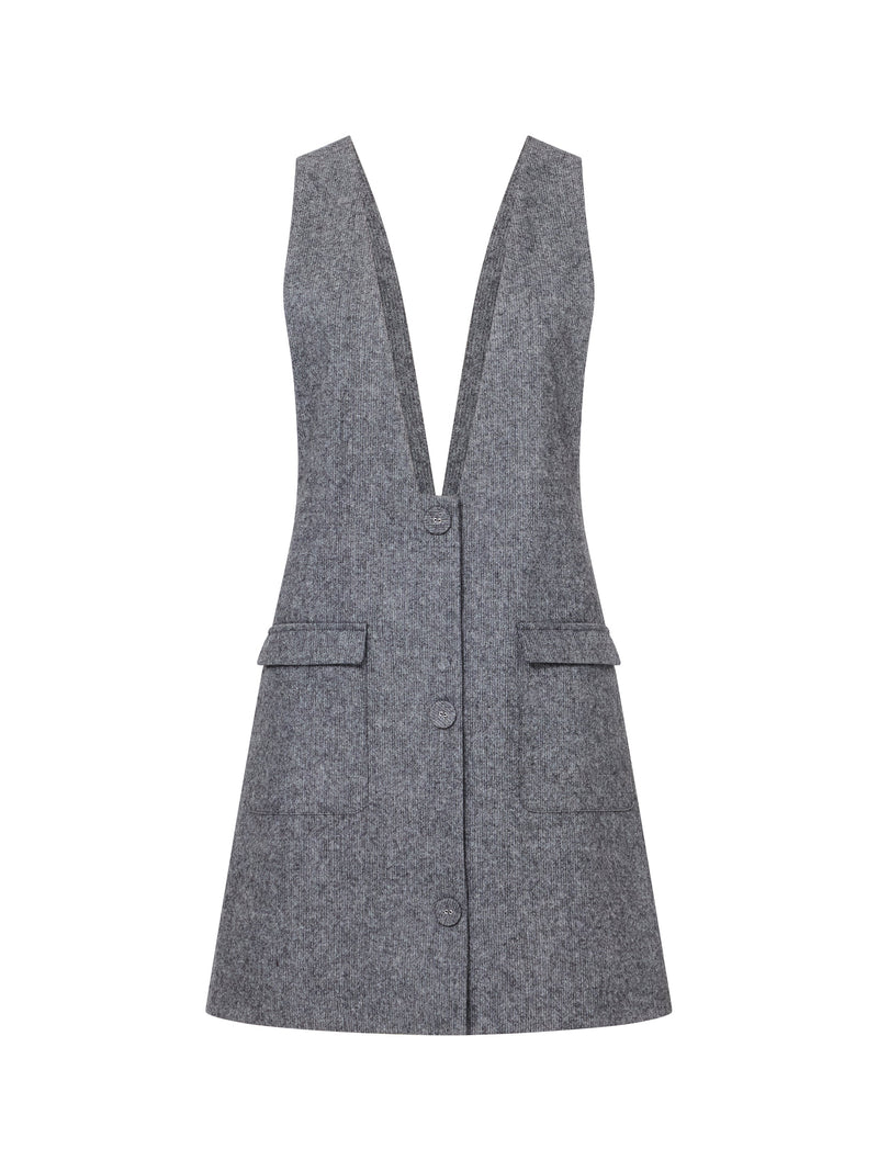 V Neck Pinafore Mini Dress