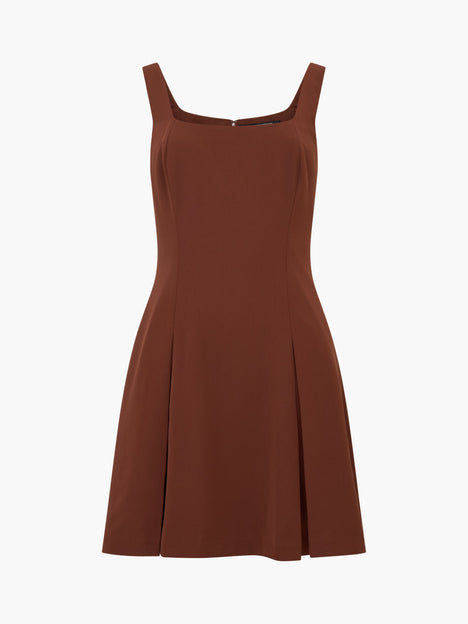 Square Neck Inverted Pleat Mini Dress