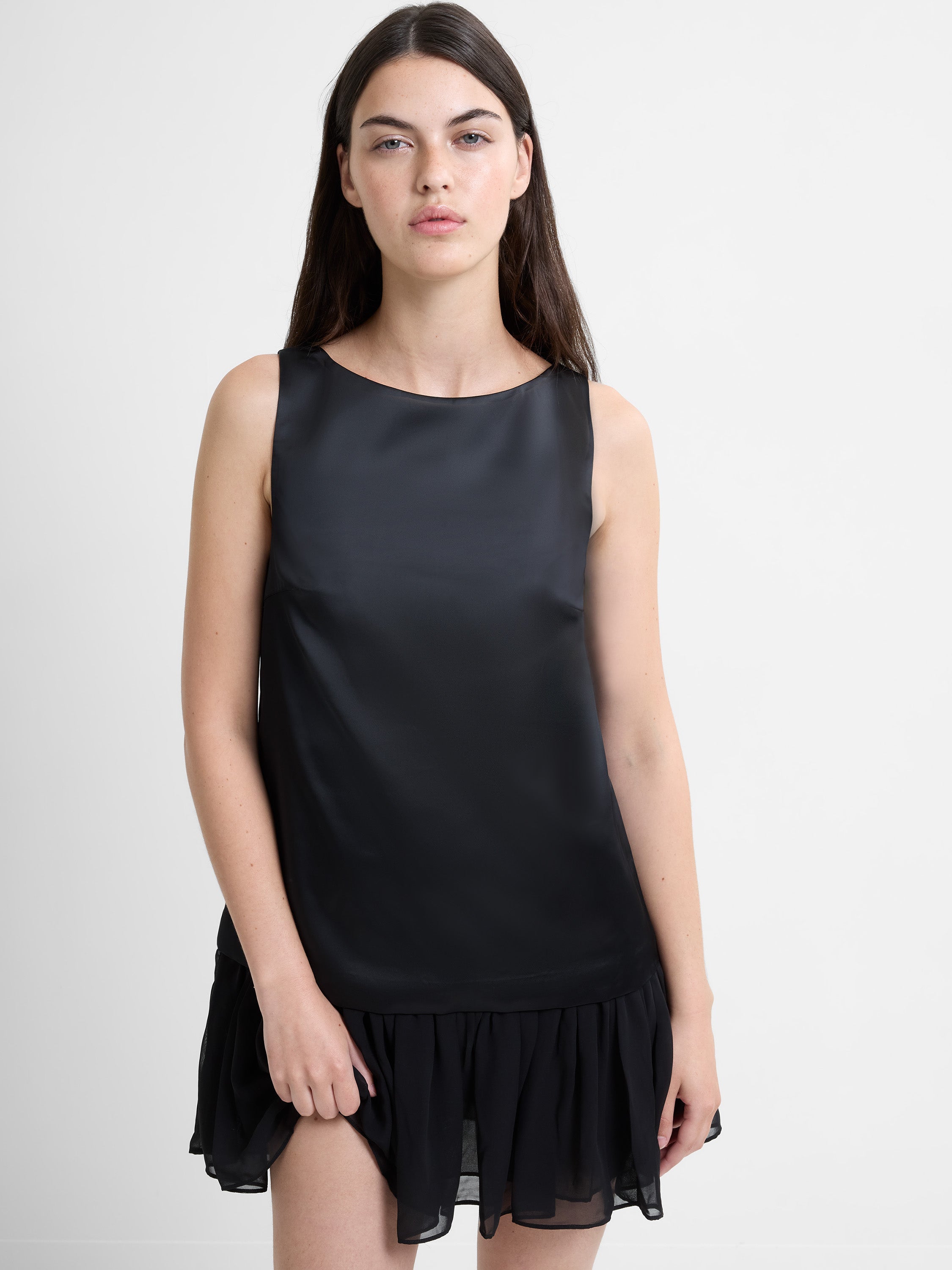 Marina Silky Ruched Hem Mini Dress