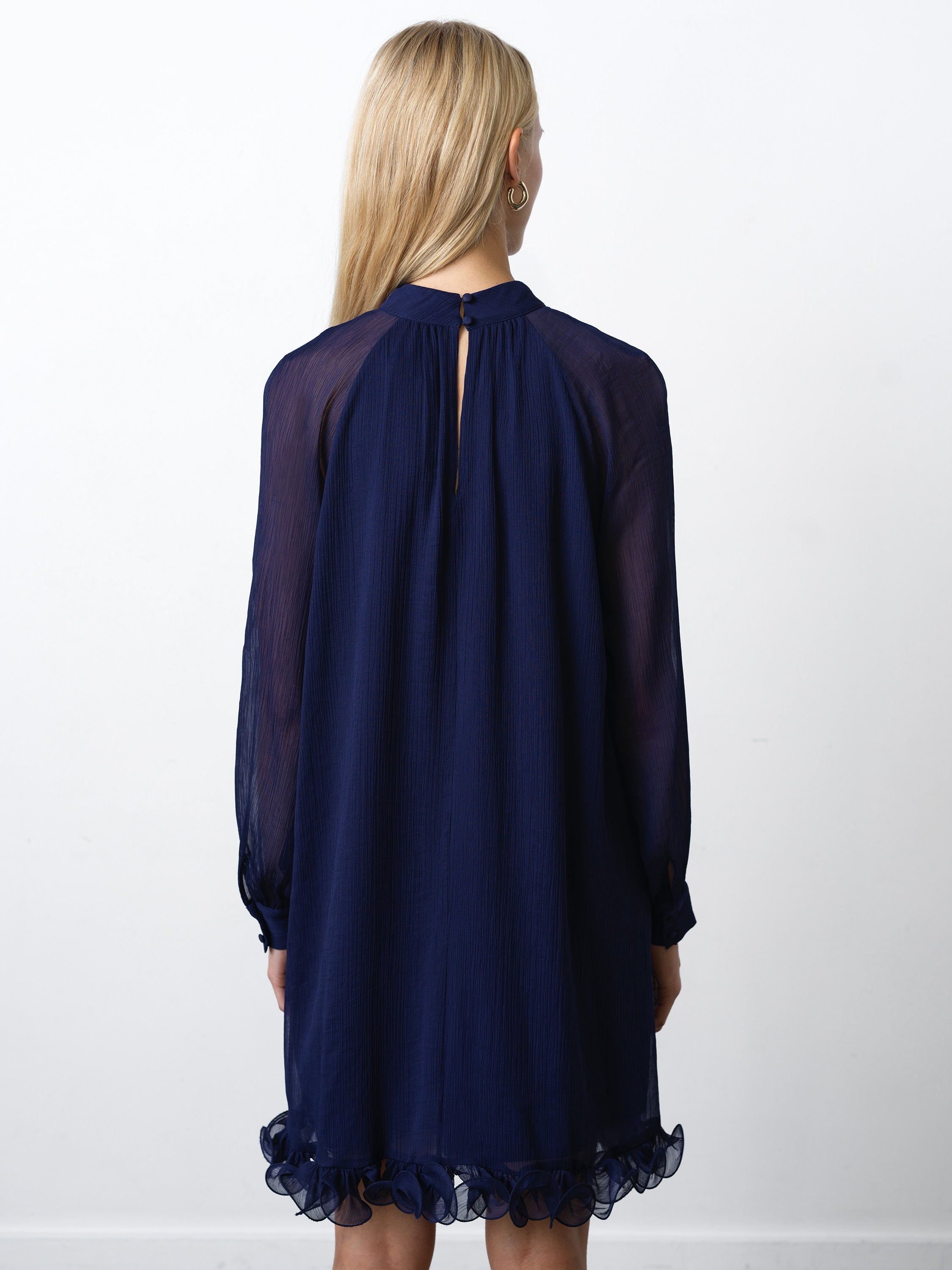 sachin and babi light blue dress O Neck Long Sleeve Midi Chiffon Dress