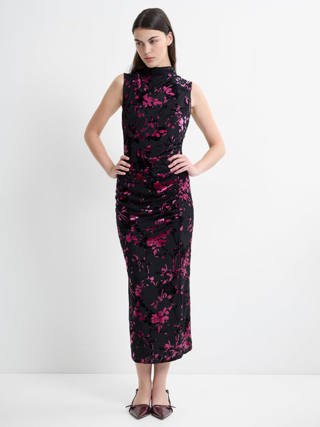 Idina Devore Sleeveless Draped Midi Dress