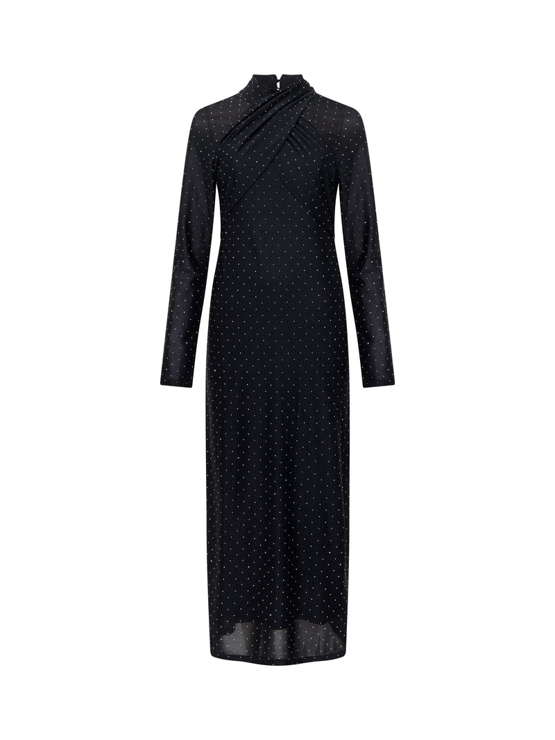 Shosana Hotfix Diamante Wrapover Midi Dress