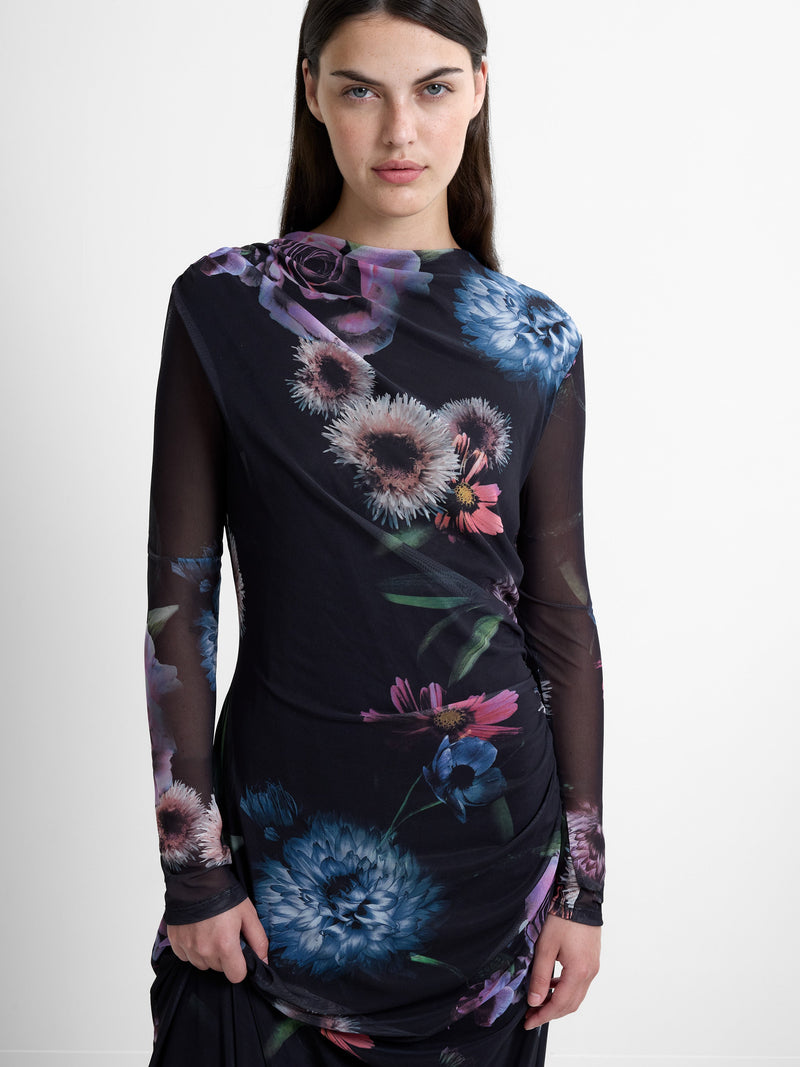 Tarissa Mesh Rose Long Sleeve Dress