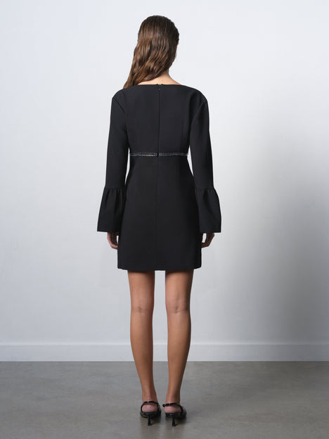 Azra Twill Diamante Bow Mini Dress