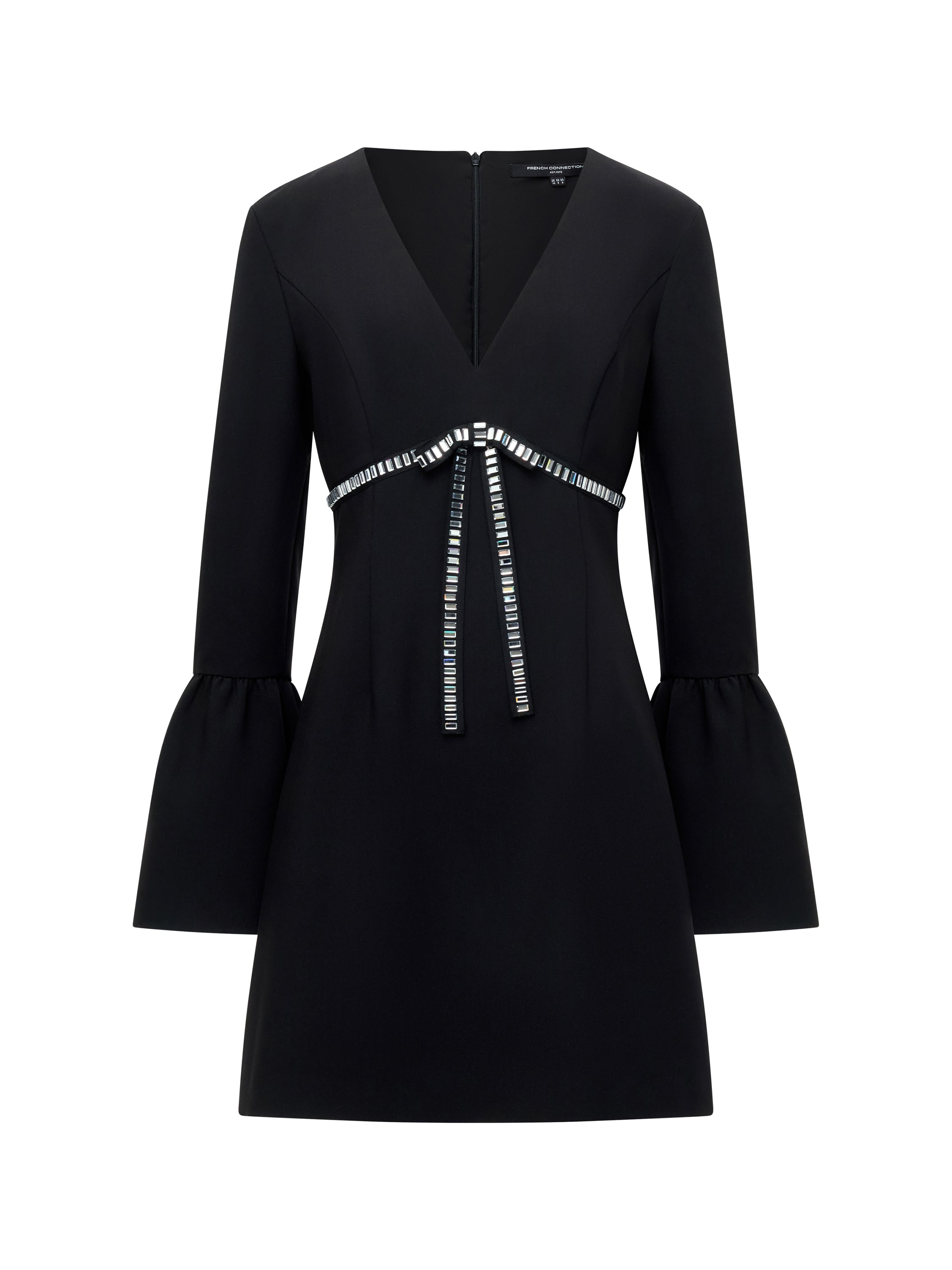 diamante bow mini dress SELF-PORTRAIT BLACK DIAMANTE BOW MINI DRESS