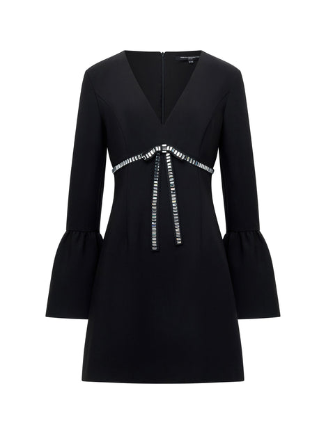 Azra Twill Diamante Bow Mini Dress