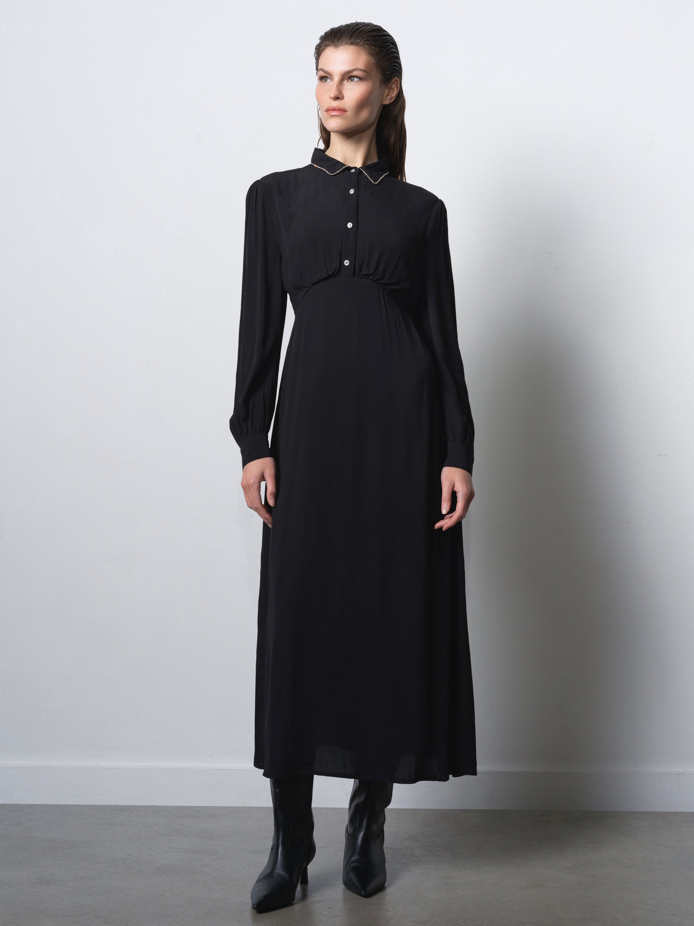 Lizzy Eco Diamante Collar Midi Dress