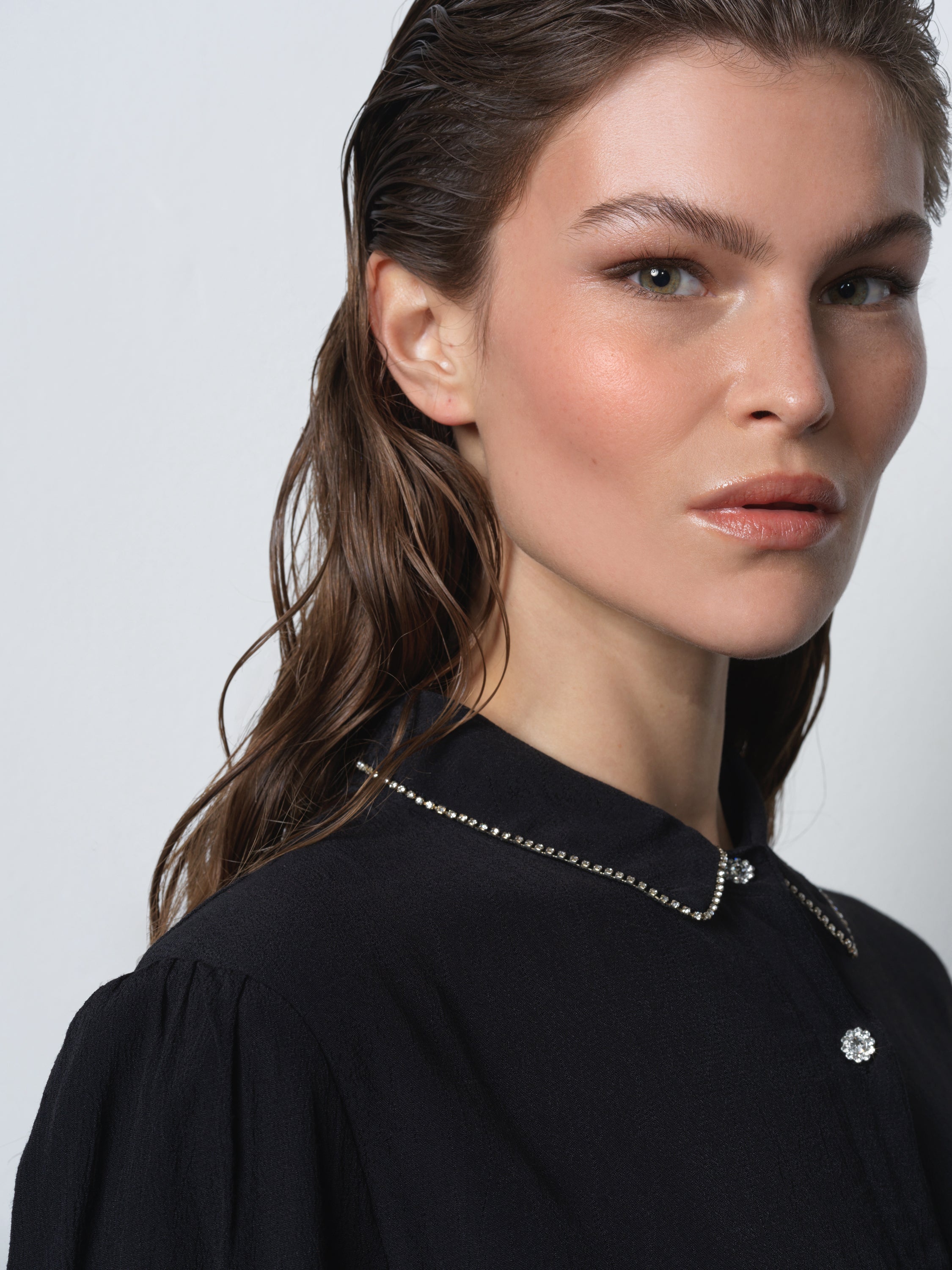 Lizzy Eco Diamante Collar Midi Dress