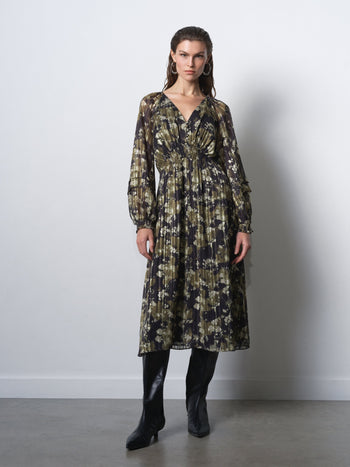 Lizzy Madeline Crepe Puff Sleeve Dress